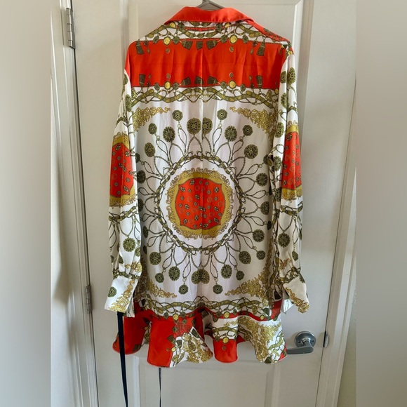 NWT Pretty Little Things Women’s Orange Long Sleeve Button Up Dress US Size 12 - Picture 3 of 9